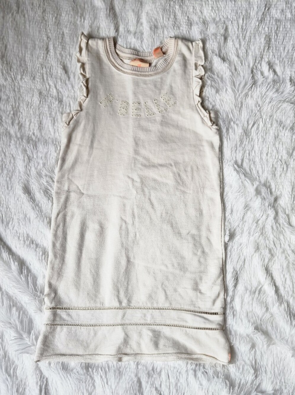 Cream Sleeveless Ruffled Knit Dress Scotch Rbelle